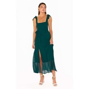NWT Mumu Bridesmaid Dress Emerald Green Maxi Smocked Bodice‎ Sleeveless Medium